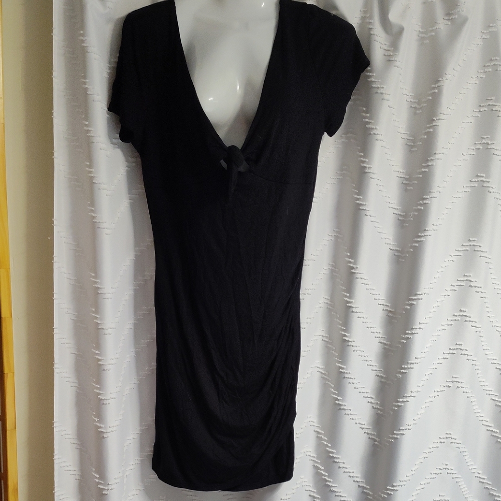 Black Tie Front V-neck Dress By Sweet Adelya Size Large